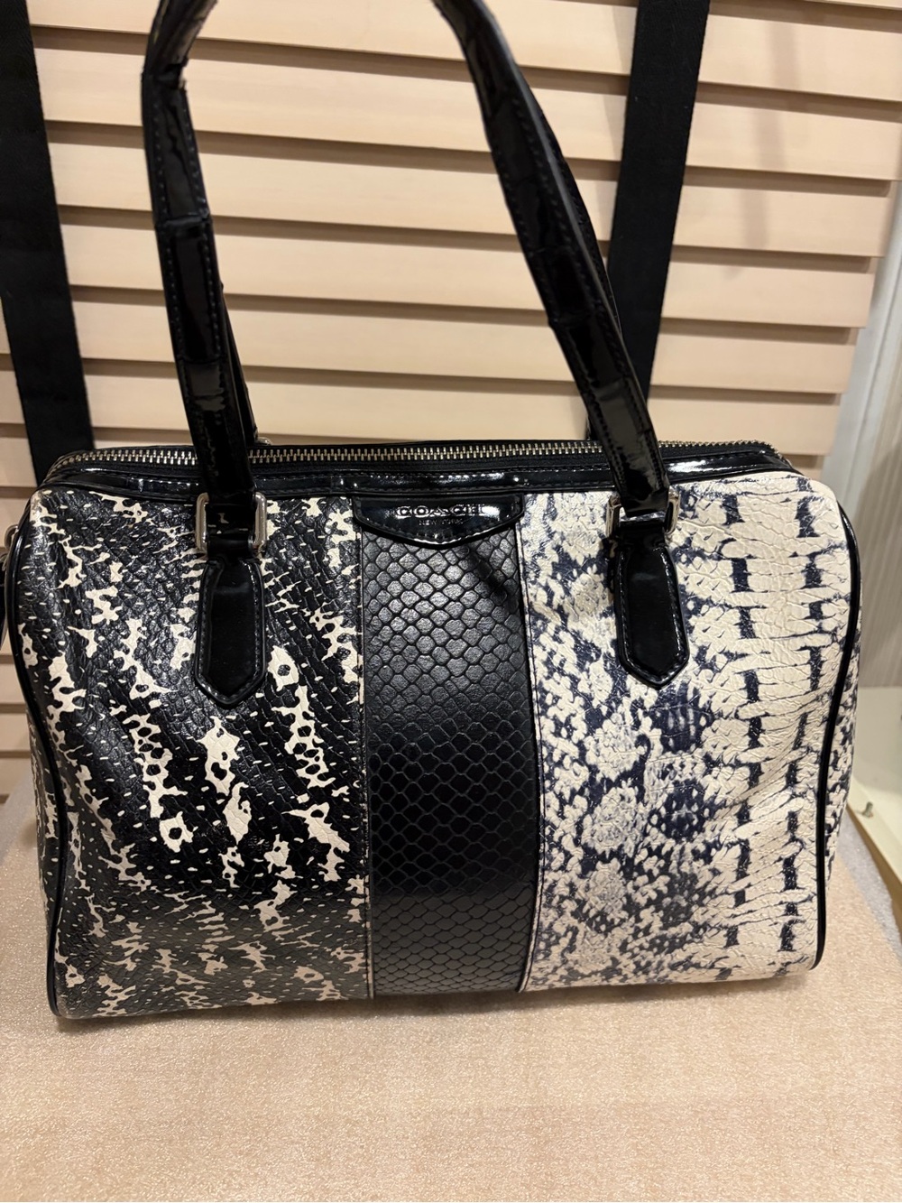 Coach Nancy exotic reptile-snakeskin embossed leather Satchel Bag
